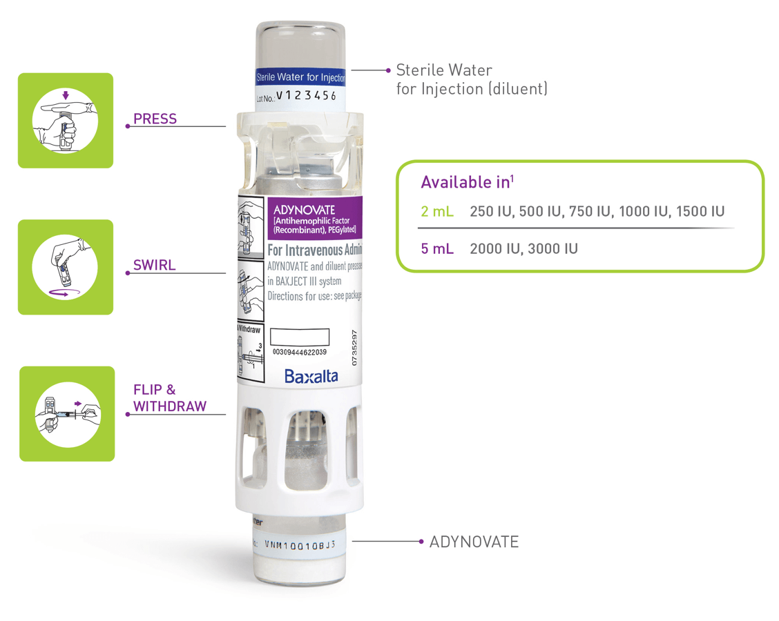 BAXJECT III® Reconstitution System, available in 2 mL and 5 mL.