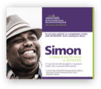 Brochure with profile of Simon, an ADYNOVATE® [Antihemophilic Factor (Recombinant), PEGylated] hypothetical patient.